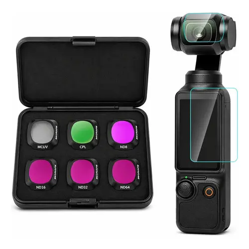 Kit Com 6 Filtros Nd8/16/32/64 Mcuv CPL Para Dji Osmo Pocket 3 + Pelicula