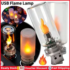 2 Pçs Mini USB Simulado Chama Lâmpada DC 5V 1W Vela Luz Noturna Proteção Para Os Olhos Carro Ambiente Casa De Férias Dec