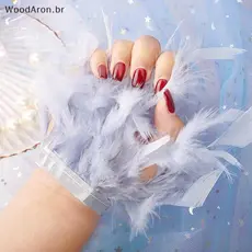 WoodAron Moda 8 Cores Pulseira Mangas Para Fotos De Unhas Penas Peças Punhos De Pulso De Pelúcia Manicure Mão Foto Decor