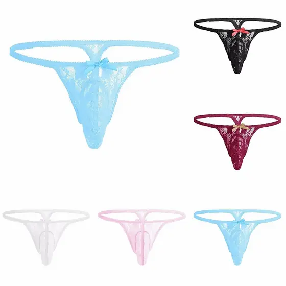 Cueca Masculina Tanga Respirável Casual Confortável Fio Dental Renda