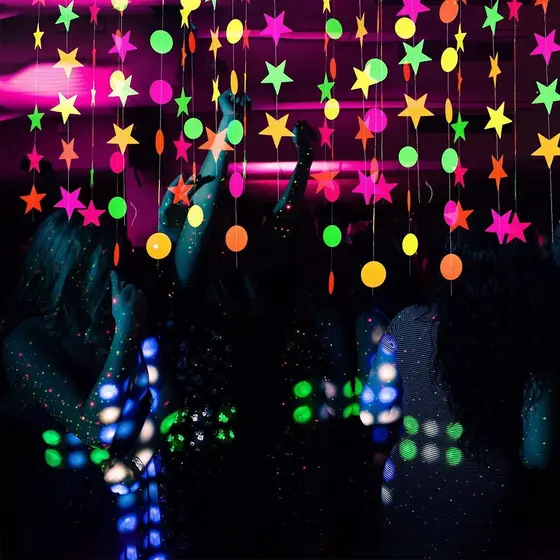 [BLINKNB] Guirlanda Fluorescente Neon UV Blacklight Glow Decoração De Festa Banner De Feliz Aniversário