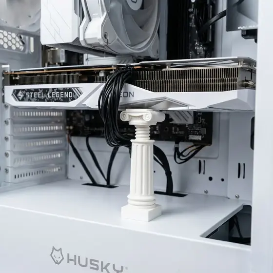 Suporte para Placa de Vídeo GPU Ajustável Universal Estilo Pilar Grego Branco