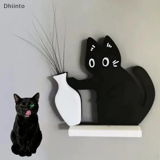[Dhiint] Cat Empurrando Vaso Decoração Gato Bigode Coleção & Caixa Memorial Ímã De Geladeira De Escritório Em Casa Pr