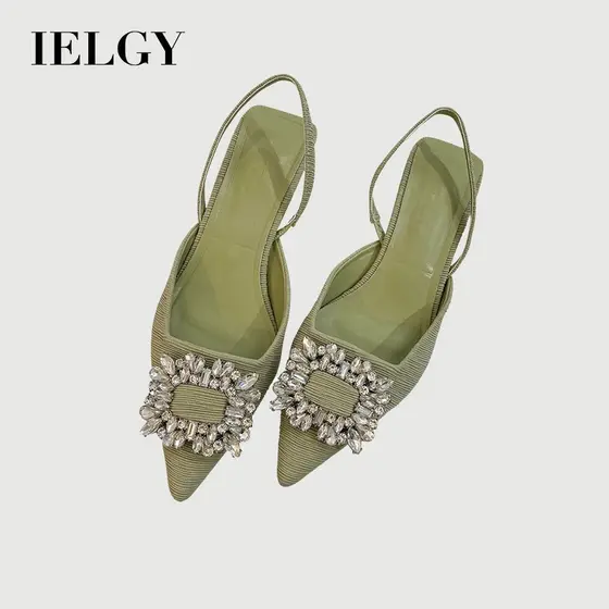 IELGY Bombas Femininas Com Fivela Quadrada E Strass Bico Fino