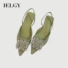 IELGY Bombas Femininas Com Fivela Quadrada E Strass Bico Fino