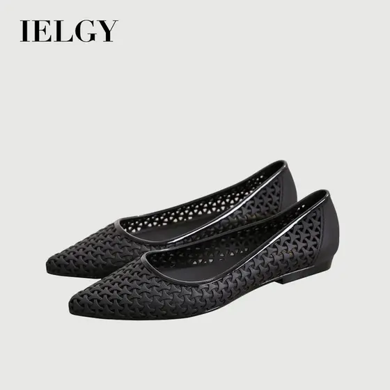 IELGY Novo Estilo Bico Fino Romano Tecido Recorte Sandálias De Gelatina Para Mulheres Verão Praia Férias