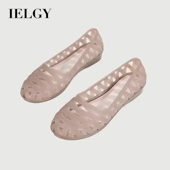 IELGY Sandálias Femininas Verão Cristal Cunha Salto Tecido Recorte Plástico Antiderrapante