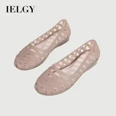 IELGY Sandálias Femininas Verão Cristal Cunha Salto Tecido Recorte Plástico Antiderrapante
