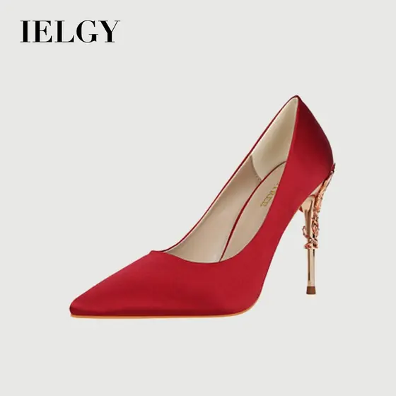 IELGY Sapato De Salto Alto Metalizado Feminino
