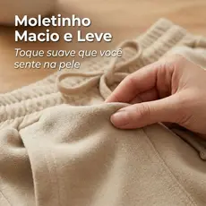 Pantalona Calça Moletom Feminina Wide leg Soltinha Cintura alta Quentinha Blogueira