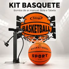 Kit De Basquete Tabela 60x54cm Madeira Kit Bola + Bomba De Ar Original