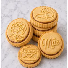 kit cortador biscoito recheado + carimbos especial dia das mães