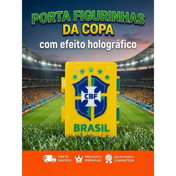 Porta Figurinhas Copa 2026 com Holográfico Brilhante Premium ,Organizador de Figurinhas Resistente e acabamento Premium.