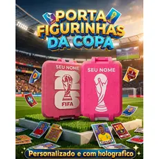 PORTA FIGURINHAS PERSONALIZADO FEMININO COPA DO MUNDO  2026 ROSA E COM EFEITO HOLOGRAFICO
