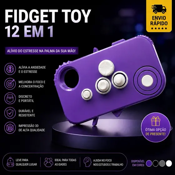 FIDGET TOY 12 em 1 -BRINQUEDO SENSORIAL, ANTIESTRESSE,ANSIEDADE,TDAH