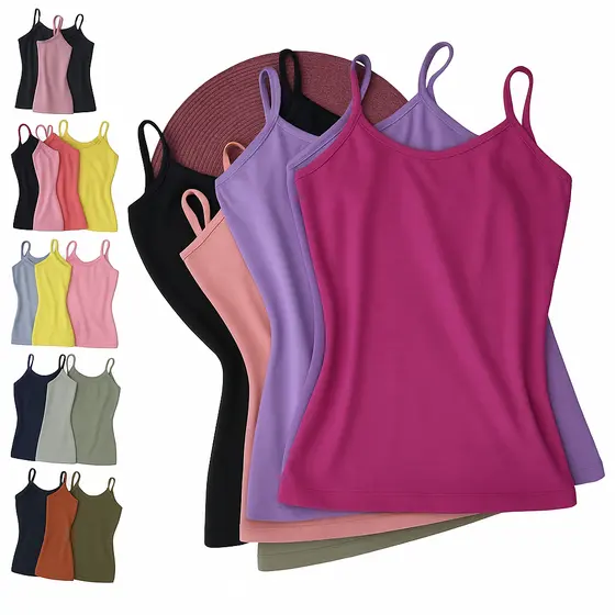 KIT COM 5 BLUSA ALCINHA EM MALHA SUEDE SORTIDAS REGATA FEMININA E KIT COM 3 BLUSA