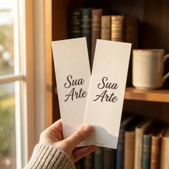 Marca Página Personalizado Marcador de Livro Papel Fotográfico 180g Brilhante Kit 8 a 100 Unidades