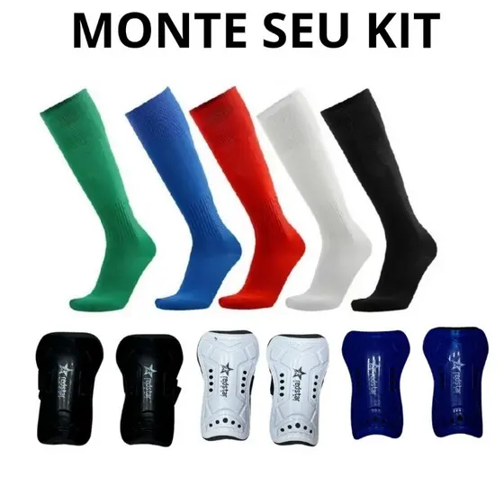 Meião Infantil e Juvenil de Futebol e Canaleira Monte seu kit vários Times