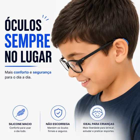 Gancho Trava Orelha De Silicone Para Óculos Infantil - 2 Pares
