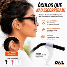 Gancho de Silicone para Óculos Antiderrapante | Trava Haste Anti Escorregamento | Par Universal
