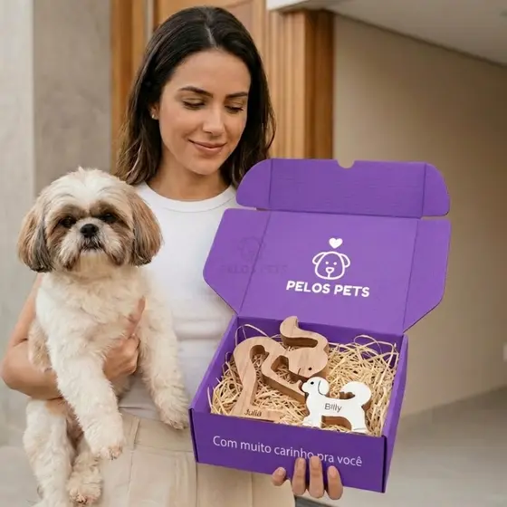 Escultura Decorativa de Pet Cachorro ou Gato em MDF Personalizado Para Sala Escritório Homenagem