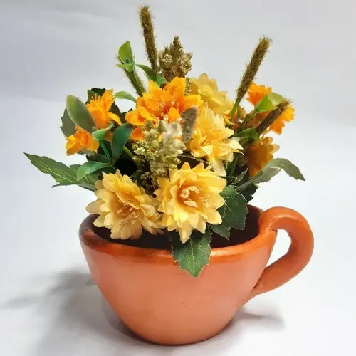 Vaso Planta De Barro Para Suculentas Flores Cactos Modelo Xícara