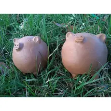 2 Porquinhos Cofrinhos Barro Artesanal Para Dinheiro Moedas