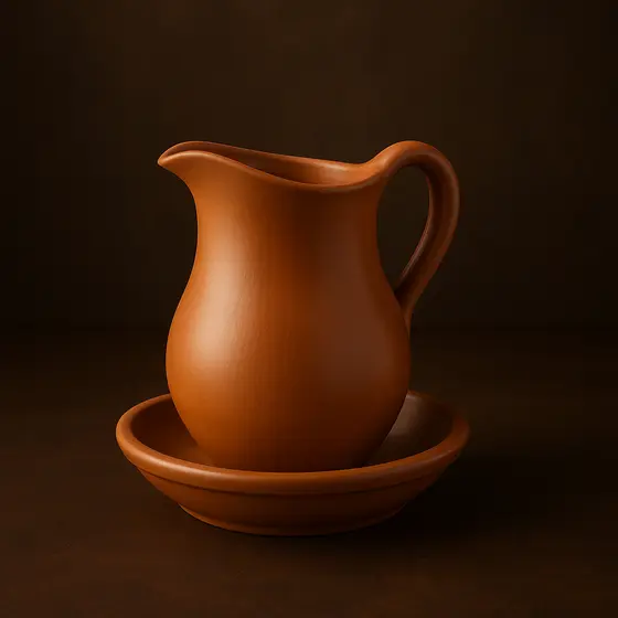 Jarra De Barro Com Prato Artesanal Para Suco Água Resistente