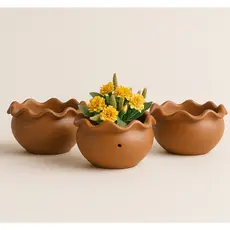 Kit 3 Vasos Barro Cerâmica Orquídea Jardim Flores Plantas Com Furos