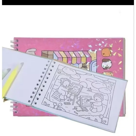 Livro para colorir com cenários, de capa dura, divertido e relaxante