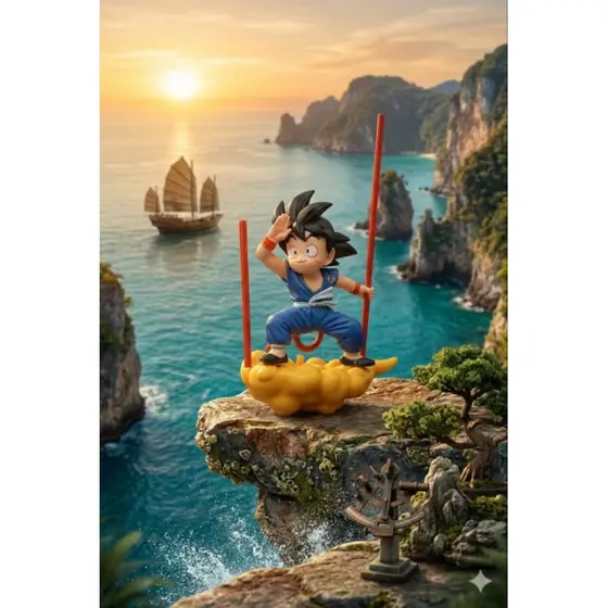 Boneco Dragon Ball colecionável com base em formato de nuvem