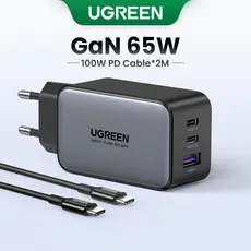 Carregador Rápido De Parede UGREEN 65W GaN Para Tablet PD 3.0 3.0 4.0 SCP PPS iPhone 15 14 13 pro Max  Plus/7 USB C