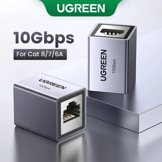Conector Ethernet Ugreen 10Gbps RJ45 Extensão De Sinal De Rede Para Cabo Cat 8/7/6A/6/5E