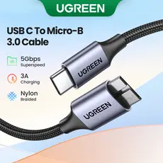 Cabo USB Ugreen C Para Micro B 3.0 5Gbps 3A De Sincronização Rápida De Dados Disco Rígido De Macbook Caixa SSD Tipo