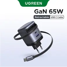 Cabo Retrátil Para iPhone UGREEN 65W 3 Portas GaN De 69 Cm USB A C Carregador Rápido 16 Pro Max , 15,14