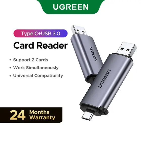 Leitor De Cartões UGREEN USB 3.0 & Type C Para SD Micro TF PC Acessórios Laptop Cardreader De Memória Inteligente