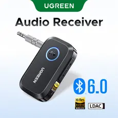 UGREEN LDAC Receptor De Áudio AUX De Bateria Bluetooth 6.0 17H De Alta Resolução Para Alto-Falante De Telefone De Carro