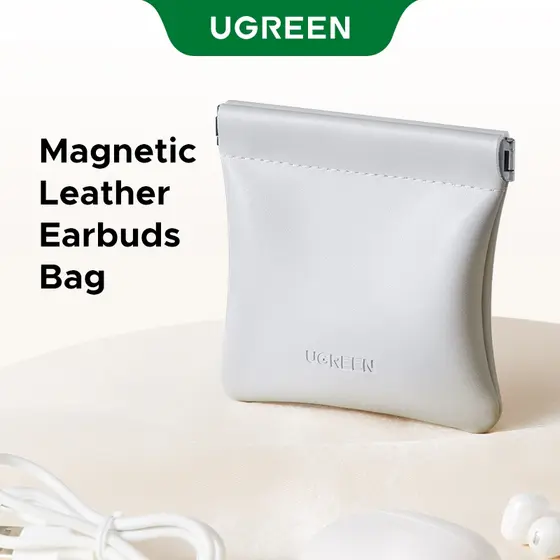 UGREEN Bolsa De Armazenamento De Fones De Ouvido De Couro Magnético , Tecido Macio , Forro De Veludo , Fone , Fácil Aber