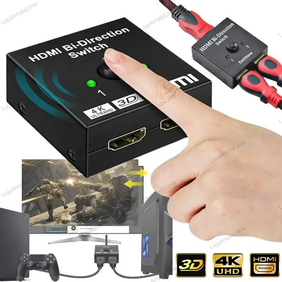 Splitter Switch Divisor Hdmi 1x2 2x1 Bidirecional Full Hd 4k