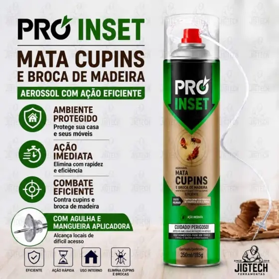 Mata Cupins com Agulha de Precisão Pro Inset 350ml - Veneno Elimina Cupim - Remédio Cupim e Broca de Madeira