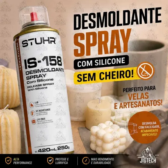 Desmoldante Spray com Silicone ID-158 Stuhr 420ml Industrial - Lubrificante sem Cheiro Unipega
