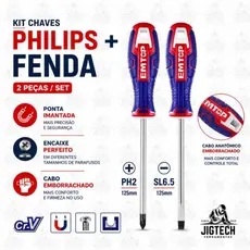 Kit Chave de Fenda e Philips com Imã - Emtop