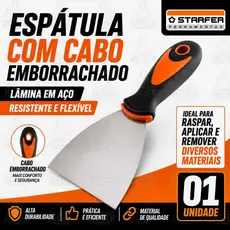 Espátula de Aço Betumadeira com Cabo Emborrachado Starfer – 10 cm – Resistente e Confortável