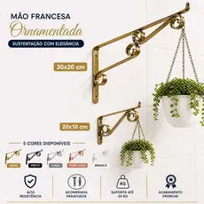 Mão Francesa de Ferro Colonial Ornamentada - Suporte para Plantas e Prateleiras