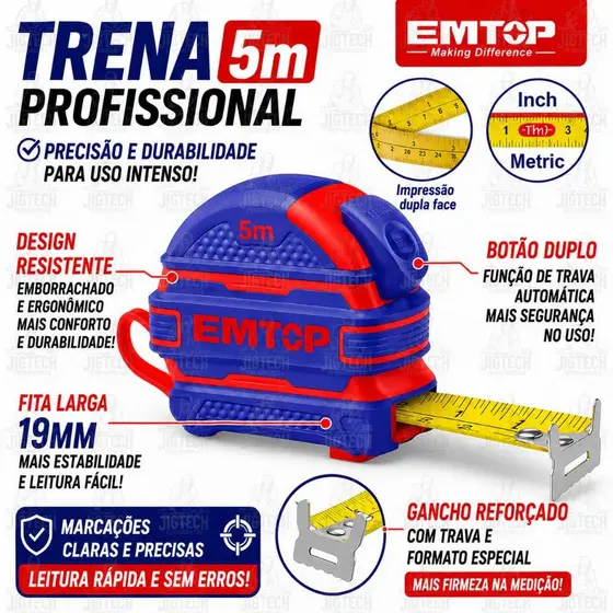 Trena Emborrachada 5 metros EMTOP - Trava Automática e Impressão Dupla.