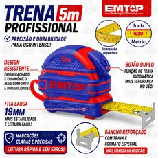 Trena Emborrachada 5 metros EMTOP - Trava Automática e Impressão Dupla.