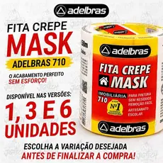 FITA CREPE 710 MASK 18mmX50 m ADELBRAS - Para Pinturas, Artesanato, Escolar, Proteção e Reparos.