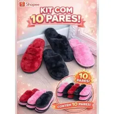 Atacado Kit 10 Pares De Pantufa Pelúcia Solado Antiderrapante. unissex para família, adulto e infantil