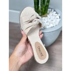 Rasteira Feminina Bege Juta, macia chinelo de pano confortável