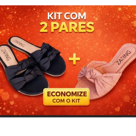 Kit 2 Pares de Rasteira Feminina | Confortável para o Dia a Dia | 34 ao 40